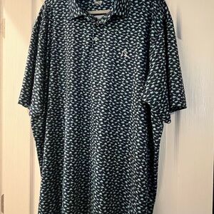 Rhoback Navy and Light Blue Dinosaur Patterned Men's Shirt XXXL